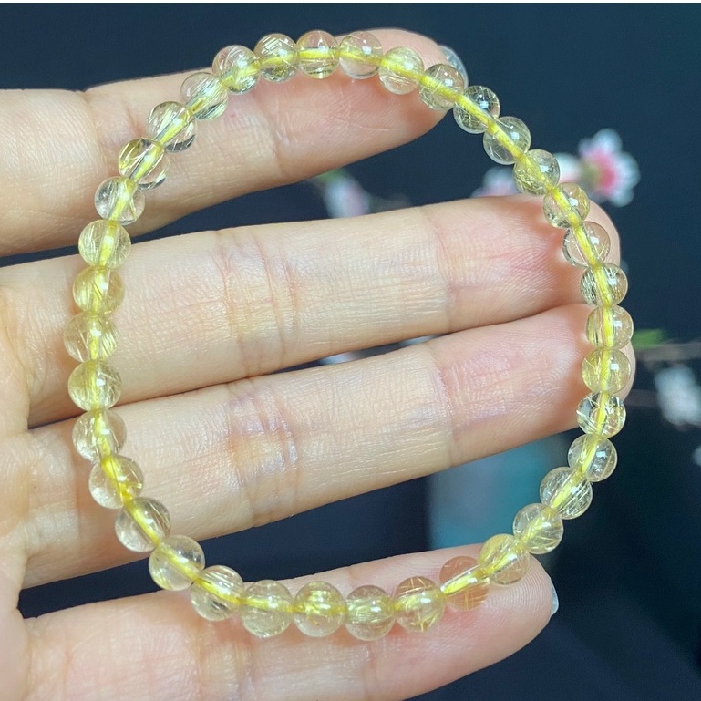 VT189 Vòng tay đá tóc vàng hạt 5mm