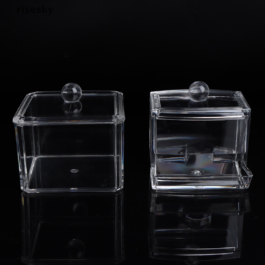 Hộp Đựng Bông Tẩy Trang / Tăm Bông Trang Điểm Bằng Acrylic ♨Trên đó