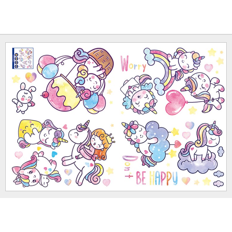 Decal dán tường trang trí - KỲ LÂN HỒNG ĐÁNG YÊU CHO BÉ