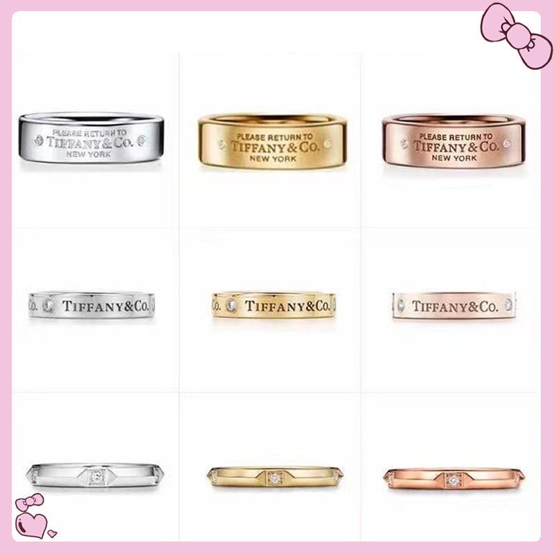 Nhẫn Đeo Tay Ba Cặp Bằng Bạch Kim Tiffany Ba Kim Cương Cho Cặp Đôi / Lễ Tình Nhân Nam Nữ D