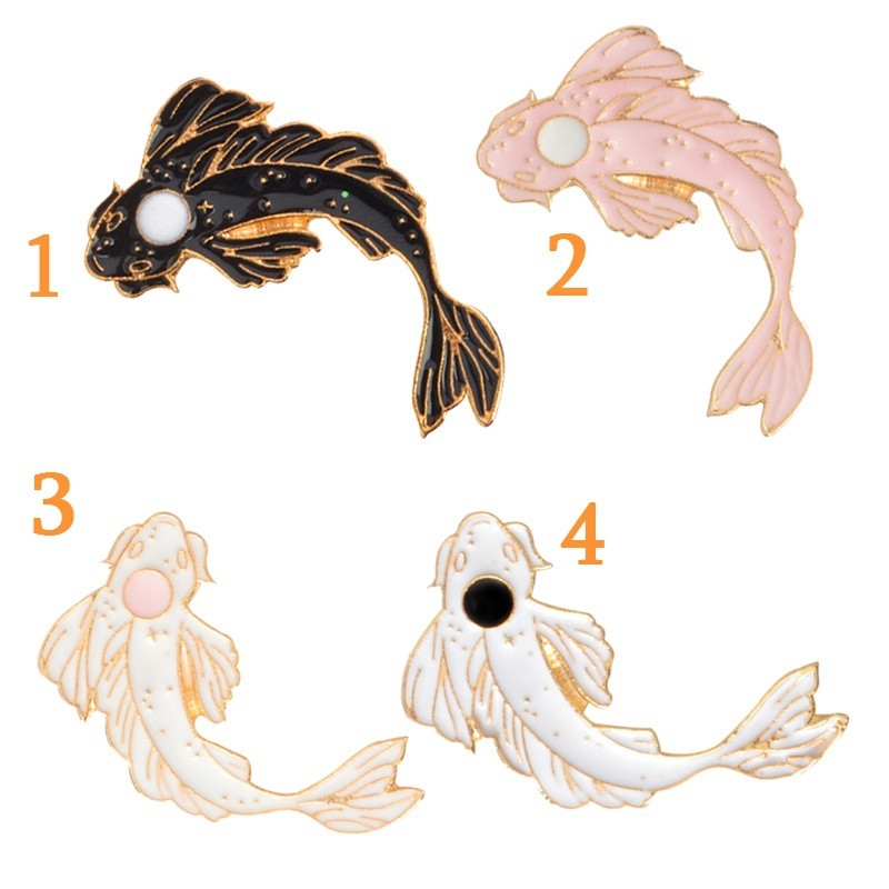 Huy hiệu cài áo hình cá Koi phong cách Nhật Bản 4 kiểu dáng