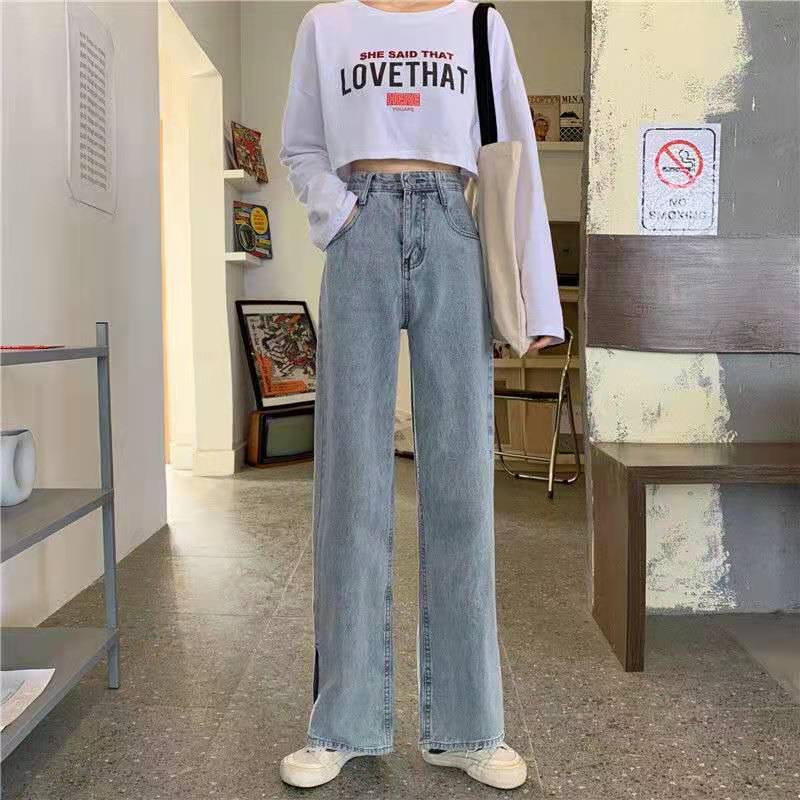 Quần jean SUXI dài ống rộng cá tính thời trang dành cho nữ