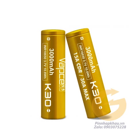 [P50] Pin sạc Lithium Li-ion 18650 Vapcell K30 3000mAh 30A