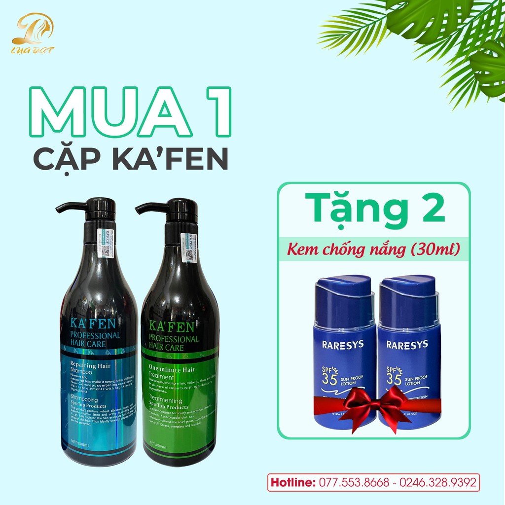 Cặp dầu cặp gội + xả KAFEN xanh CHÍNH HÃNG siêu mềm mượt (TẶNG KÈM 1 TINH DẦU KAFEN)