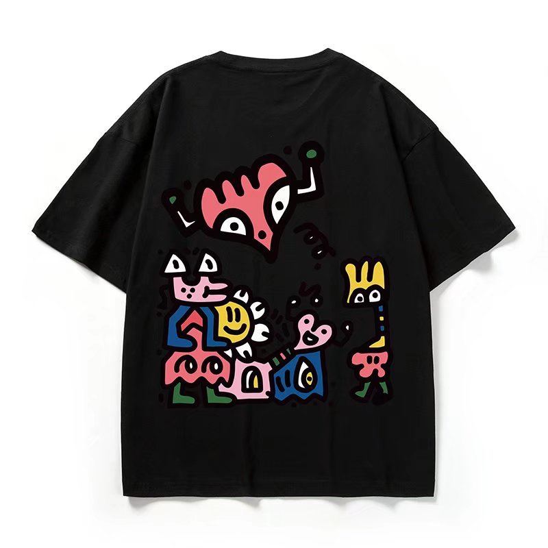 Áo Thun Tay Ngắn Cổ Tròn Dáng Rộng In Họa Tiết Hoạt Hình Thời Trang Mùa Hè Cho Nam Và Nữ size M-8XL