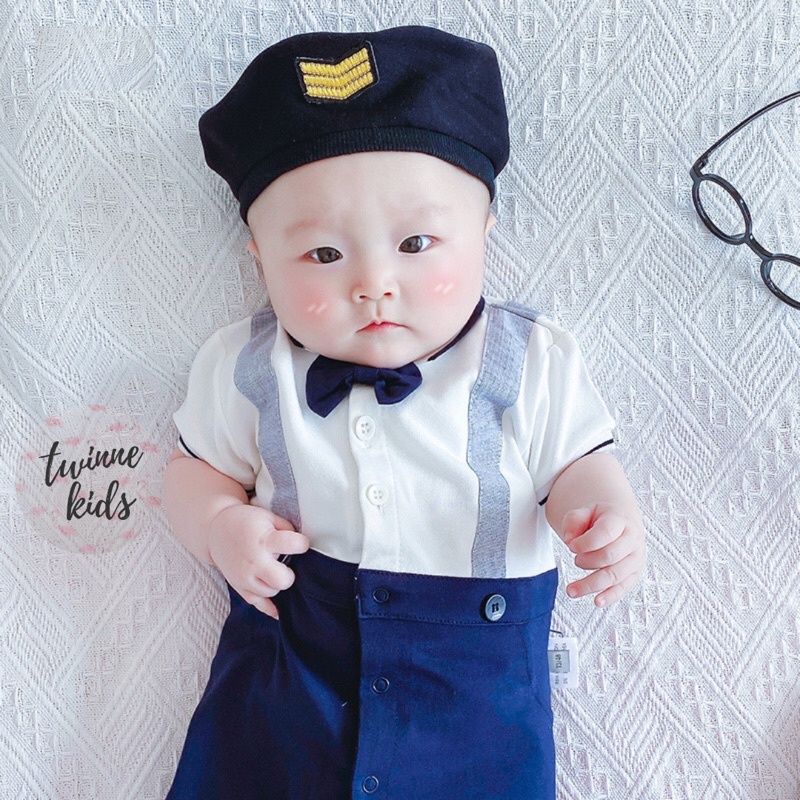 Bộ đồ liền thân, bodysuit công tử chất liệu cotton bé trai dưới 2 tuổi (không kèm mũ)