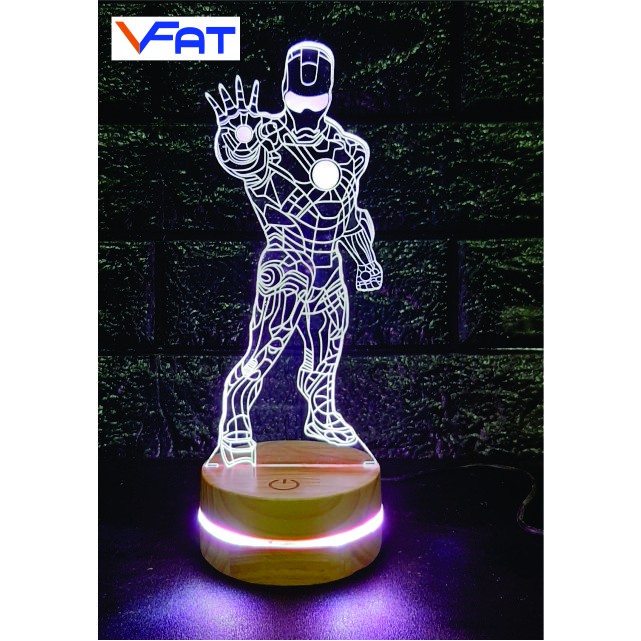 Người sắt, iron man 4, Đèn 3D led, đèn 16 màu thay đổi, quà tặng, đèn mica, VFAT Shop