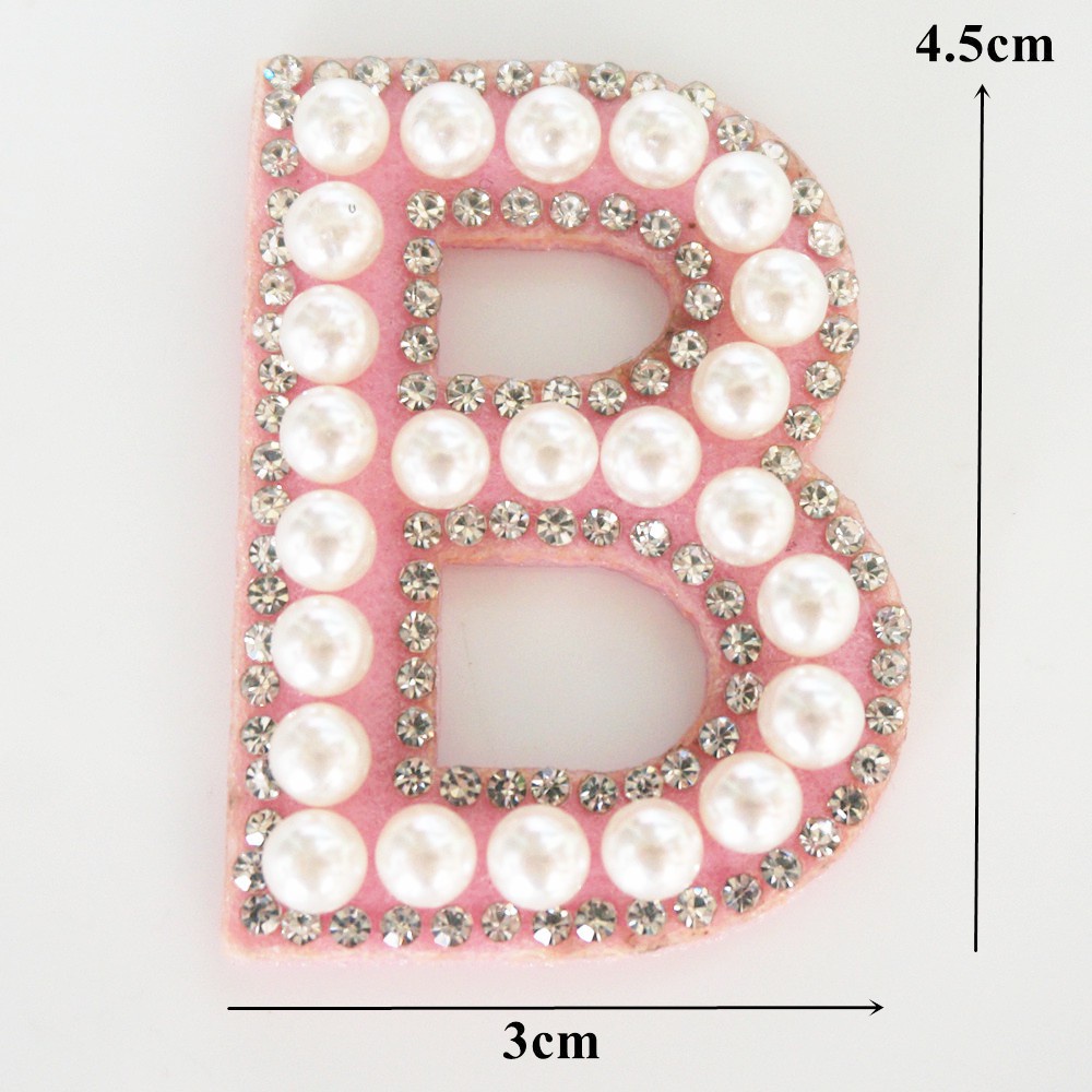 Z Miếng Dán Ủi Trang Trí Túi Xách / Mũ / Quần Jean Hình Chữ Cái Tiếng Anh Đính Ngọc Trai Hồng diy