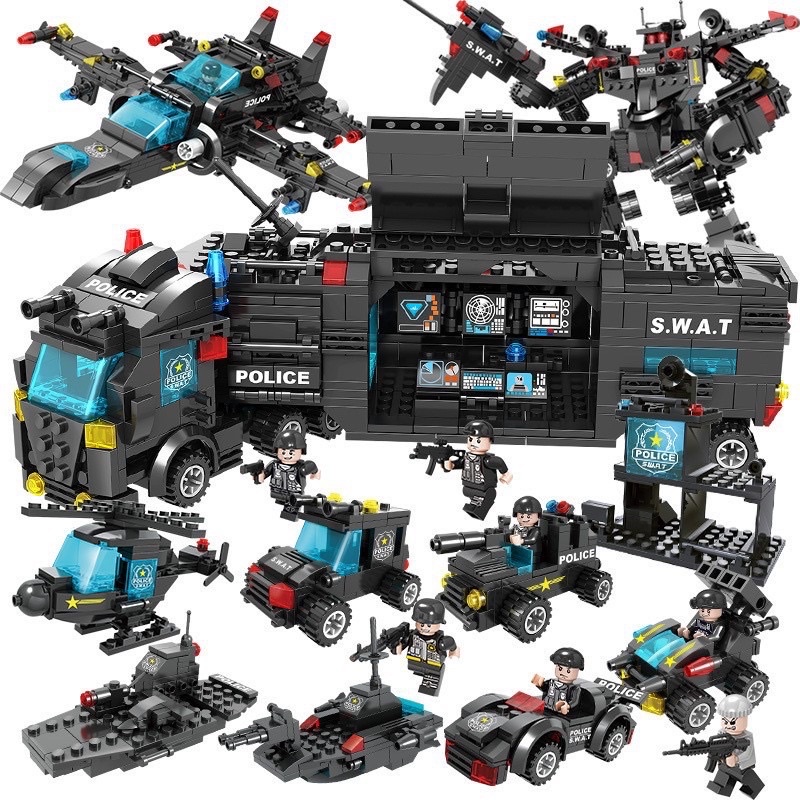 Đồ chơi xếp hình lego hạm đội Swat với 820 chi tiết lắp ráp rất nhiều kiểu