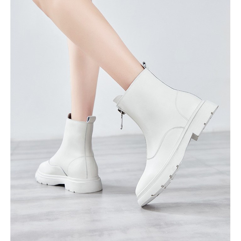 Giày baby nữ SS21  Cổ cao đế tăng chiều cao 4cm bằng da - trắng và đen | BigBuy360 - bigbuy360.vn