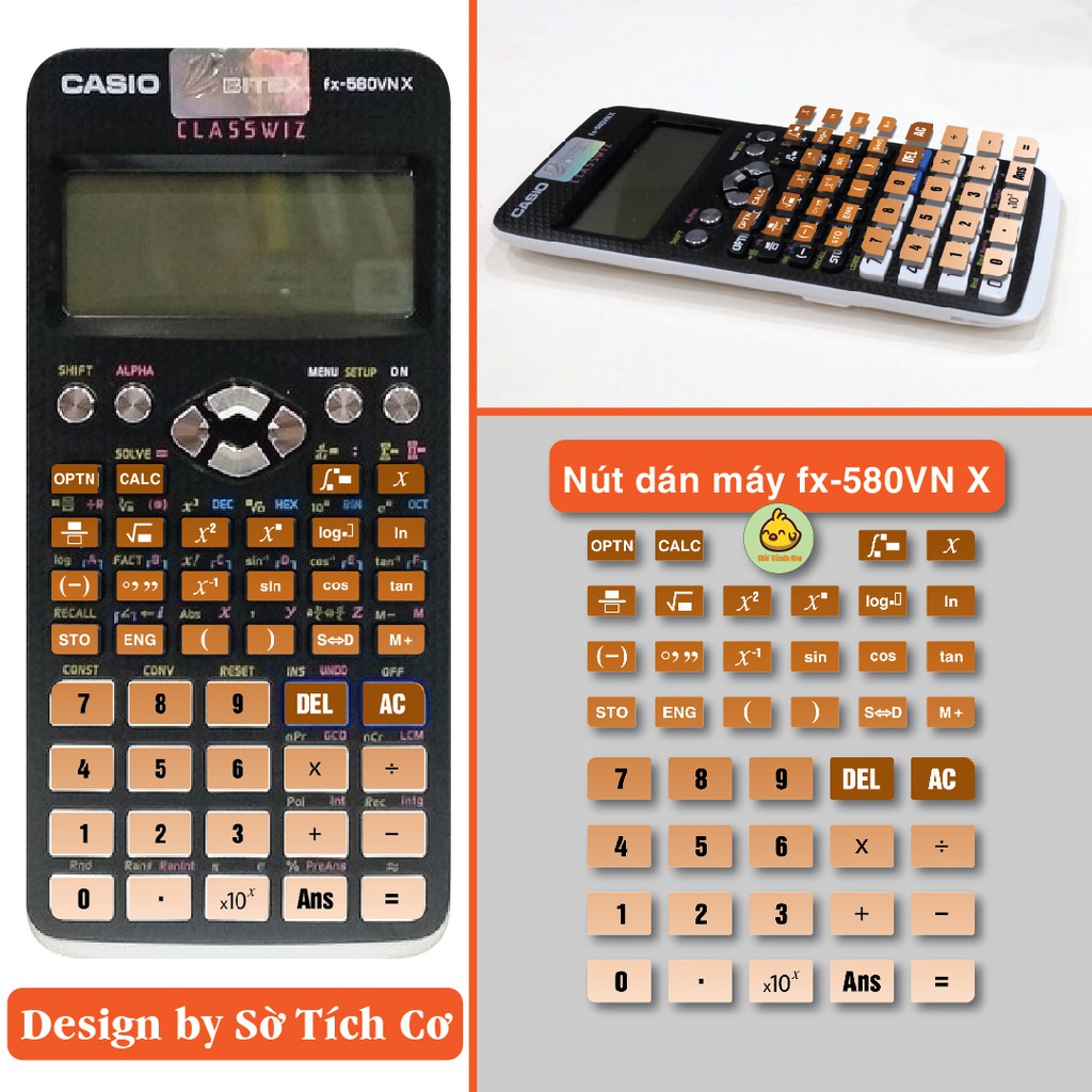 Dán Bàn Phím FX580vn-x - Miếng decal dán bàn phím máy tính casio nhiều màu sắc MSP: Phim580