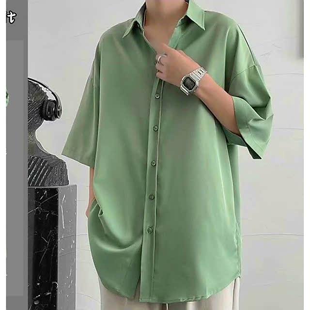 Áo sơ mi rộng tay ngắn nam nữ unisex cổ bẻ nhiều màu kiểu hàn quốc vải lụa mềm mịn mát-MRN01 từ 40-85kg