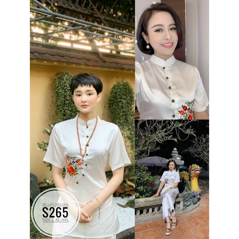 BIGSIZE Set lam thêu hoa S265