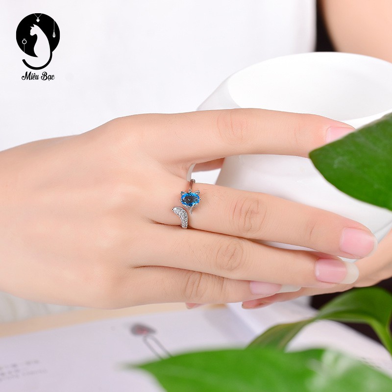 Nhẫn bạc nữ MIÊU BẠC đẹp thiên hồ đính đá nhiều màu thời trang bạc s925 phụ kiện nhẫn nữ N400217