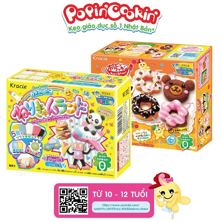 Combo 2 hộp kẹo popin cookin đồ chơi ăn được gồm : làm bánh donut + thế giới diệu kỳ