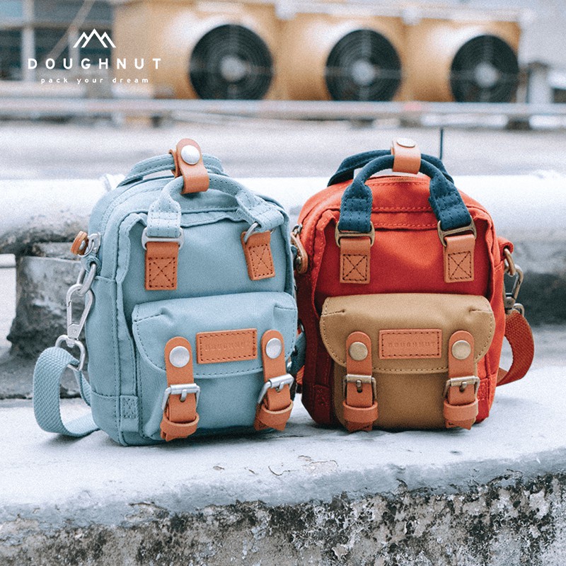 Túi Đeo Vai Mini Bằng Vải Oxford Chống Nước Họa Tiết Bánh Donut Thời Trang Cổ Điển