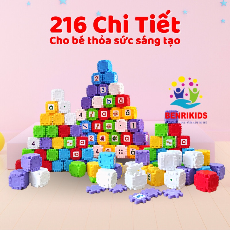 Xếp Hình Thông Minh - Hình Vuông Diệu Kỳ 216 Chi Tiết Đồ Chơi Lắp Ráp Sáng Tạo Cho Bé