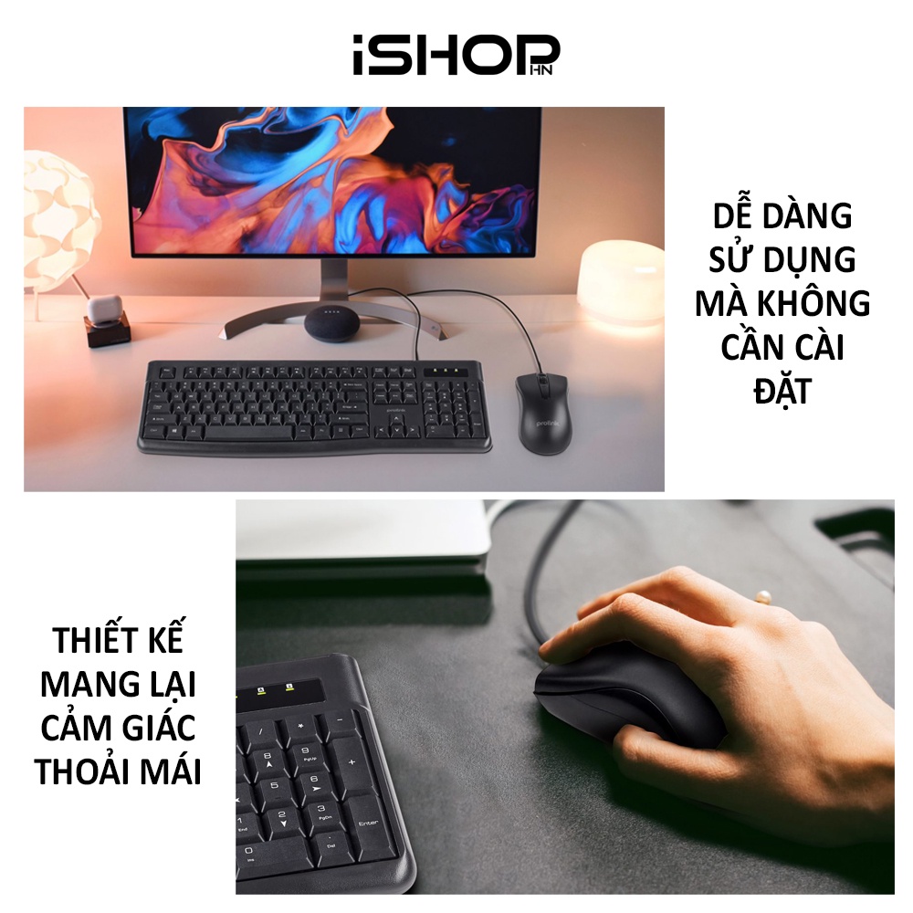 Bộ bàn phím chuột có dây Prolink PCCM2003 Fullsize, chống thấm nước, 12 phím truy cập nhanh, giá siêu rẻ