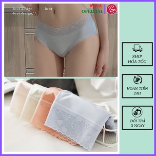 Quần lót nữ vải lụa viền ren kháng khuẩn màu trơn rẻ đẹp cao cấp nâng mông đơn giản Rosa RS2