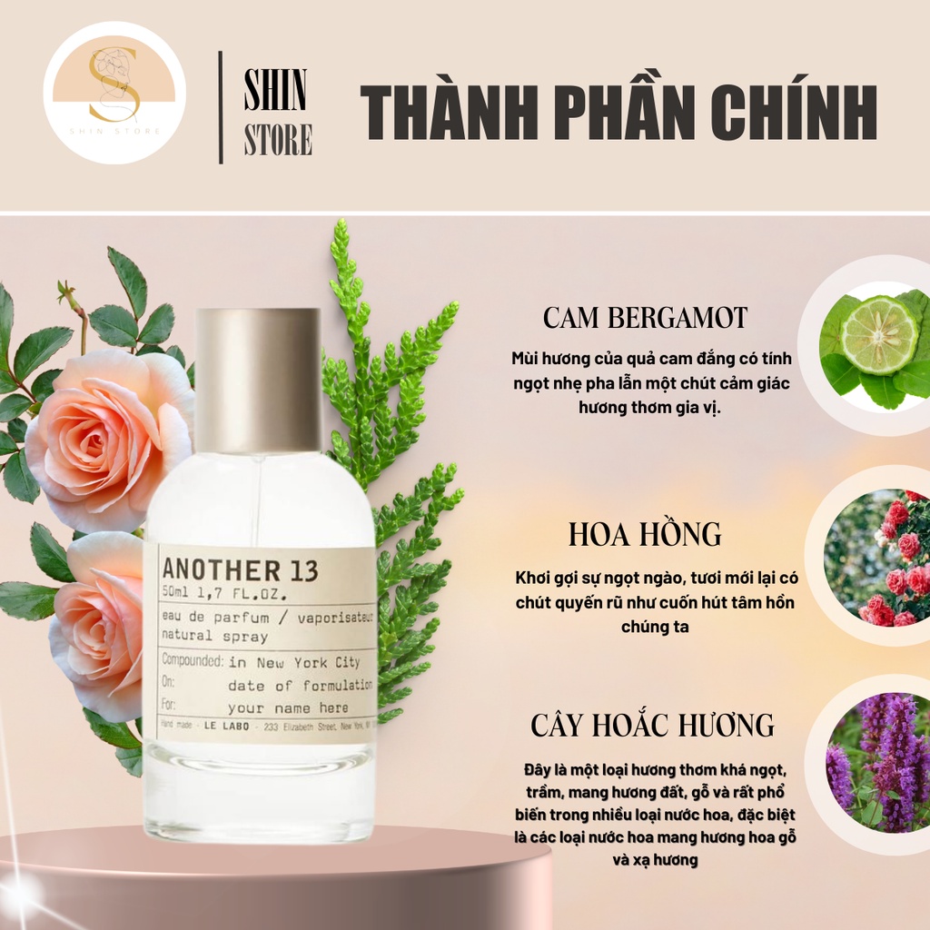 Nước Hoa Nam Nữ Unisex  Le Labo Another 13 - Satal 33 nồng độ EDP - Hương thơm cổ điển và tinh tế dung tích 10/100ml