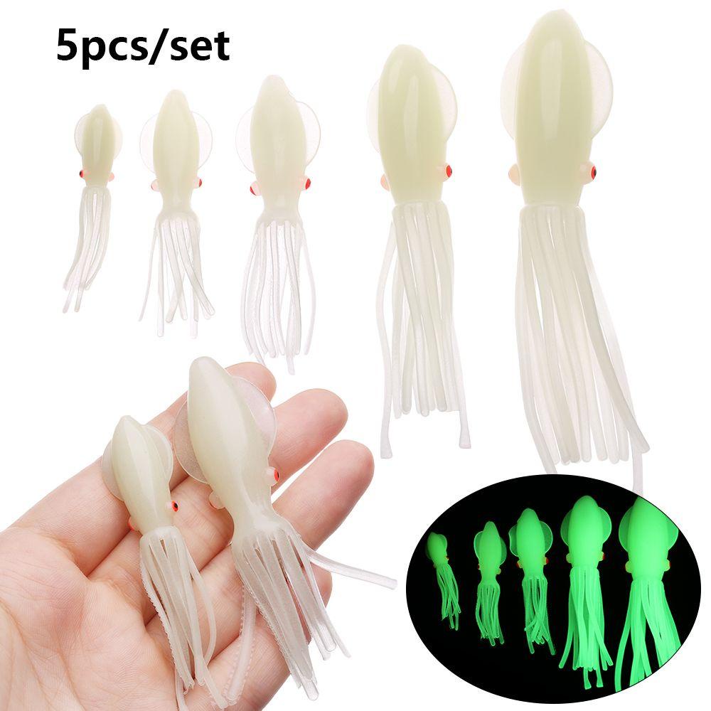 Bộ 5 Mồi Câu Cá Giả Hình Bạch Tuộc Bằng Silicone Mềm