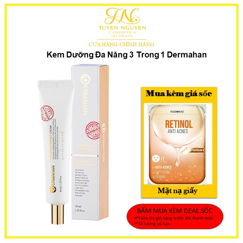 Kem Dưỡng Đa Năng 3 Trong 1 Dermahan Whitening Perfect Cream 40ml