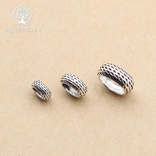 Charm bạc chặn hạt họa tiết hoa văn - NQ Jewelry