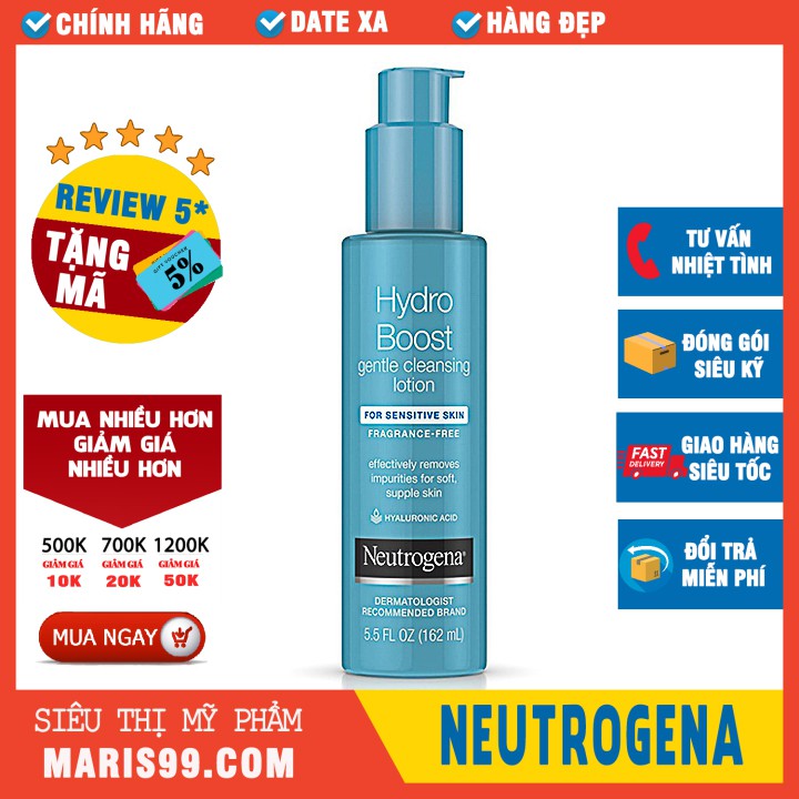 Sữa Rửa Mặt Neutrogena Hydro Boost Gentle Cleansing Lotion (147ml) _NTG016SRM