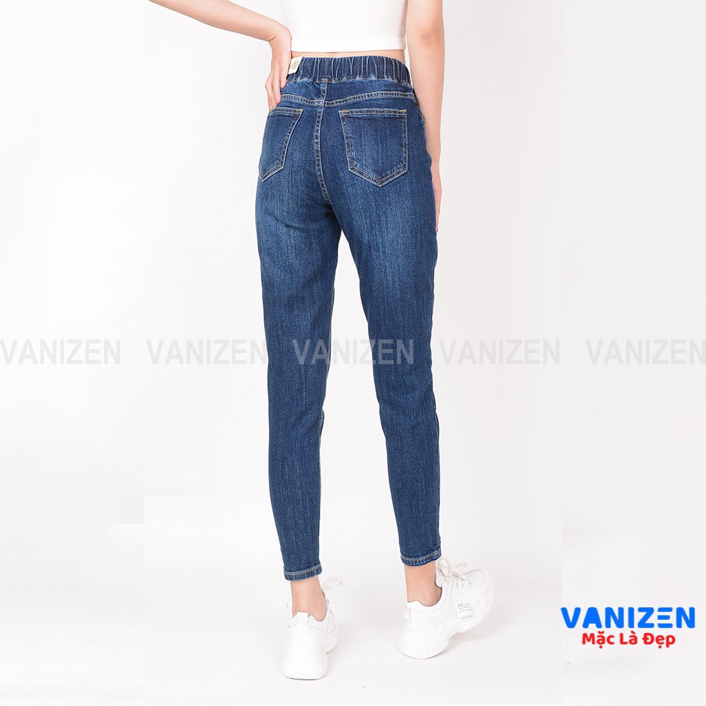 Quần jean nữ ống rộng baggy đẹp lưng cao cạp chun xước nhẹ hàng hiệu cao cấp mã 323 VANIZEN