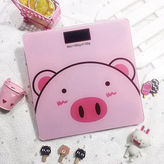 Cân điện tử lợn hồng cute dùng pin - Cân sức khỏe gia đình