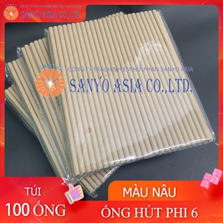 Combo 100 ống hút giấy nâu cao cấp phi 6