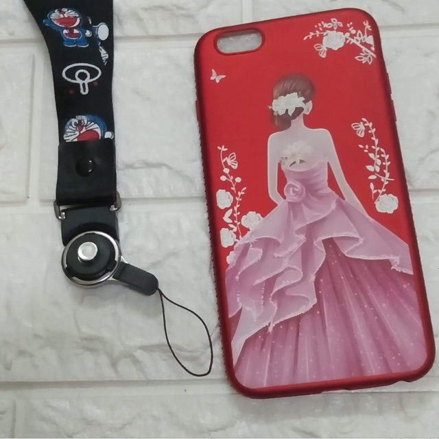 Ốp lưng dẻo đính đá cho iphone6/6s plus tặng dây đeo