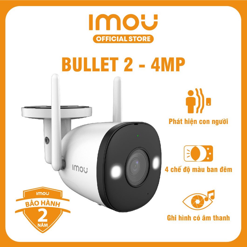 Camera Wifi Imou Bullet 2 (4MP) I 4 chế độ màu ban đêm I Phát hiện con người I Đàm thoại 2 chiều I Bảo hành 2 năm