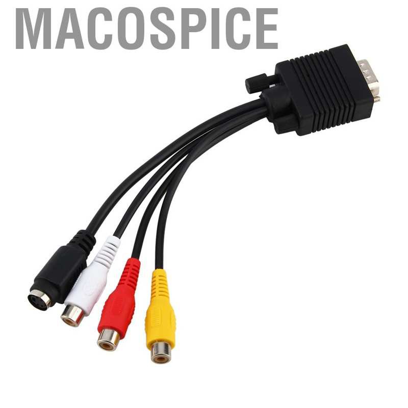 RCA Cáp Chuyển Đổi Từ Cổng Macospice Vga Svga Sang S-Video 3 Rca Tv-Out Av 15-pin Cho Laptop