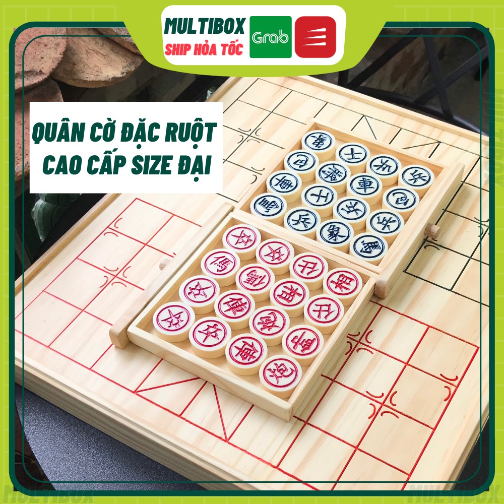 Bộ Quân Cờ Tướng Size Đại 3.5cm Nhựa Giả Đá Đặc Ruột Cao Cấp