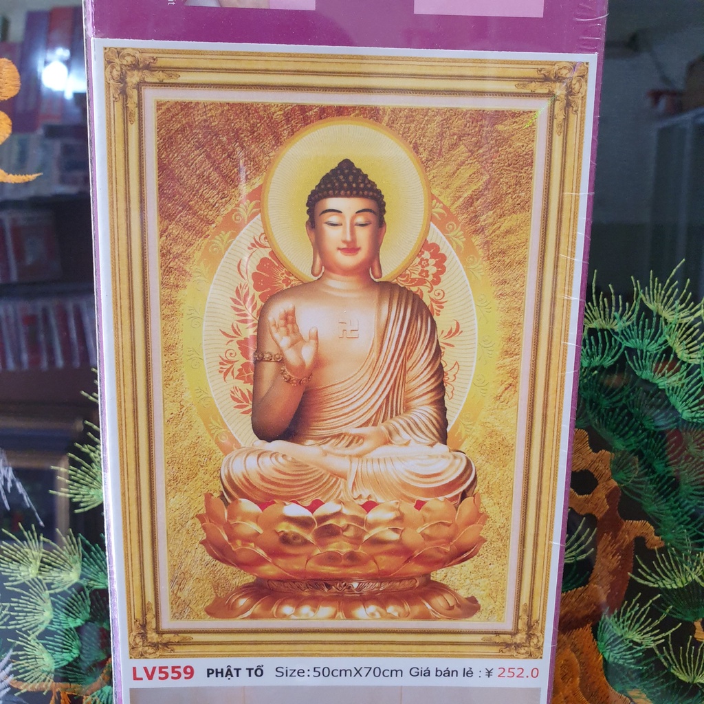 Tranh Đính Đá PHẬT A DI ĐÀ (ĐÁ ABC CAO CẤP). Kích Thước: 55cm x 40cm - 70cm x 50cm