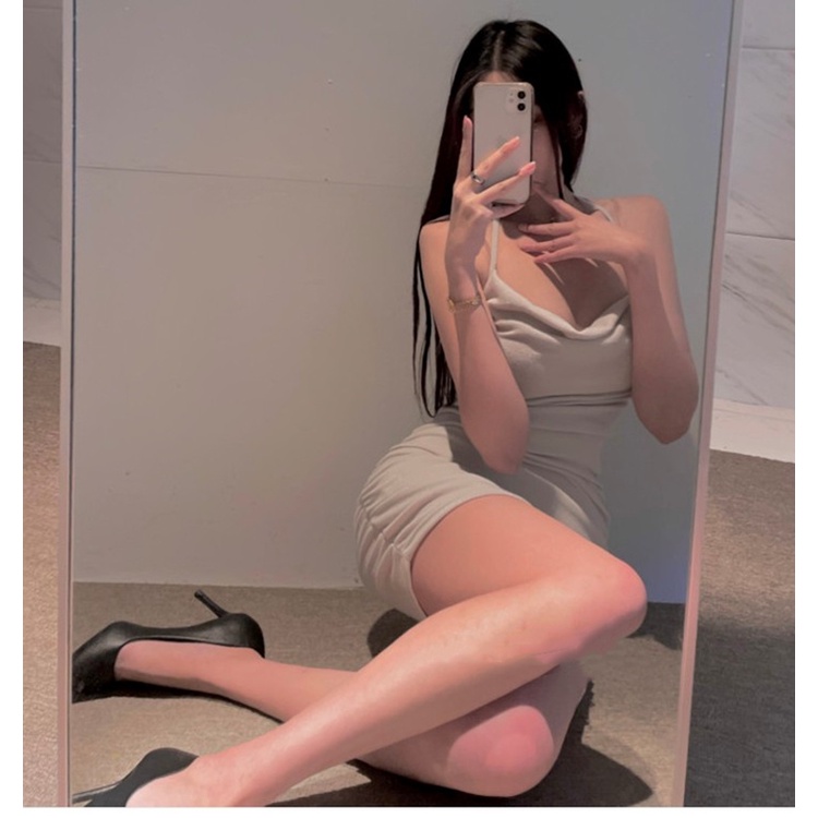 Cocory vn Đầm Hai Dây Xếp Ly Dáng Ôm Thời Trang Quyến Rũ Cho Nữ