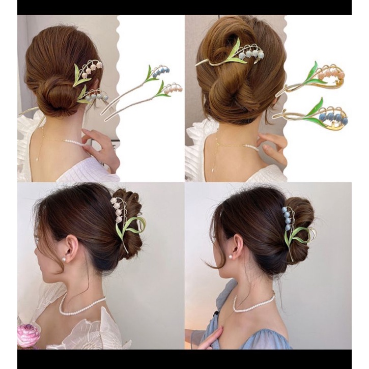 Gắp tóc kim loại hoa tulip - dạng gắp (dạng kẹp ngang) trend trâm cài
