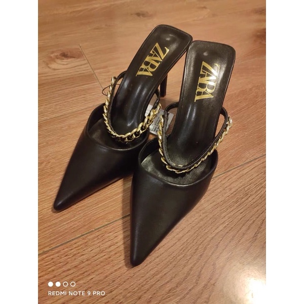 GIÀY CAO GÓT ZARA MÀU ĐEN QUAI XÍCH HÀNG TUỒN