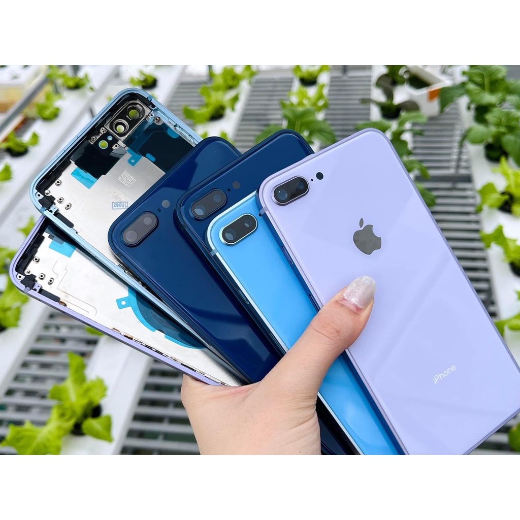 Vỏ thay thế viền vuông dành cho 7plus, 8plus màu xanh navy, xanh da trời, tím