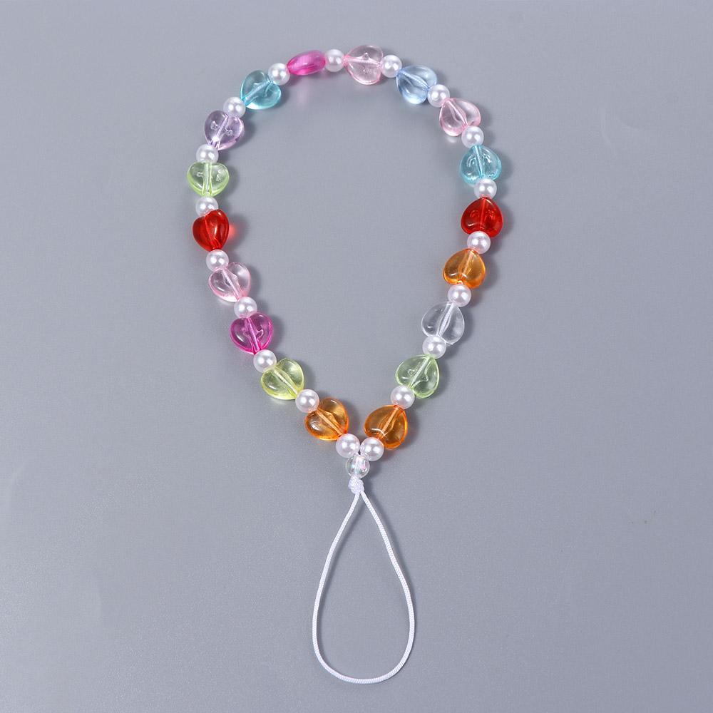 Dây Đeo Điện Thoại Dạng Chuỗi Hạt Màu Trắng Bằng Acrylic Chống Thất Lạc Tiện Dụng