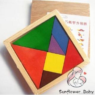 ❀ZZ-Children Baby Mental Development Tangram Wooden Jigsaw Puzzle Educational Toys Birthday Gifts
