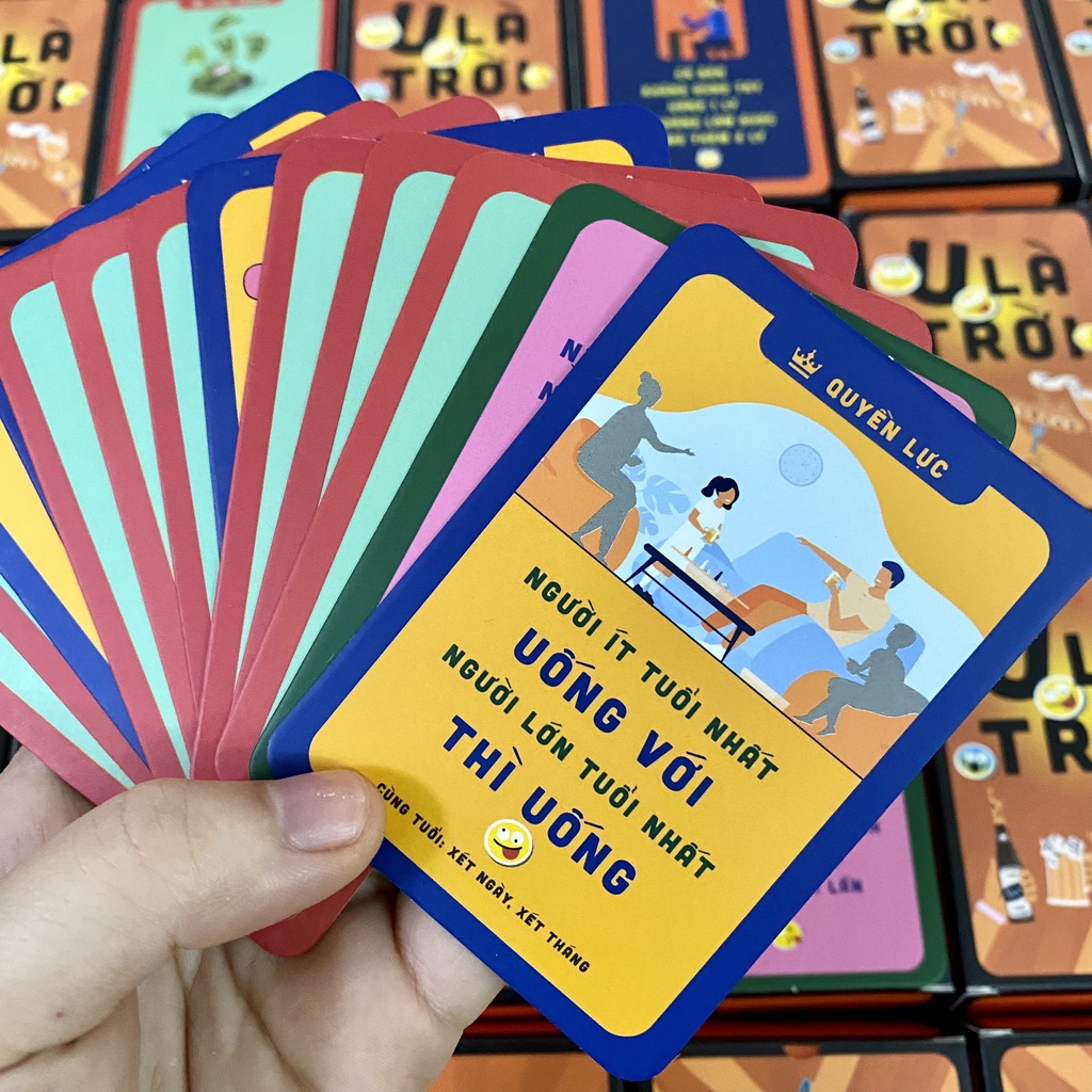 Bộ bài drinking game nốc out thẻ bài huệ uống thử thách cùng bạn bè cho nhóm cặp đôi 100 lá U Là Trời Temo Toys