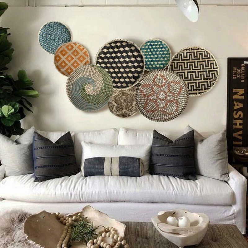 Mẹt tre đan hoa thị trang trí decor đựng hoa, mẹt treo tường, đựng bún đậu mắm tôm, trái cây, sách