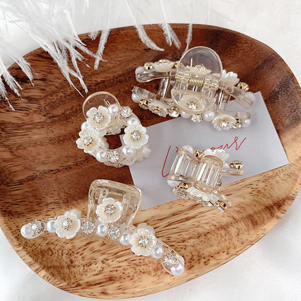 Kẹp Tóc Móng Vuốt Trong Suốt Đính Hoa Thời Trang Cho Nữ