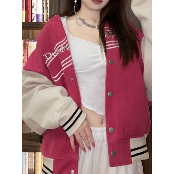 Áo khoác bomber bấm cúc phối 2 màu cực xinh💯