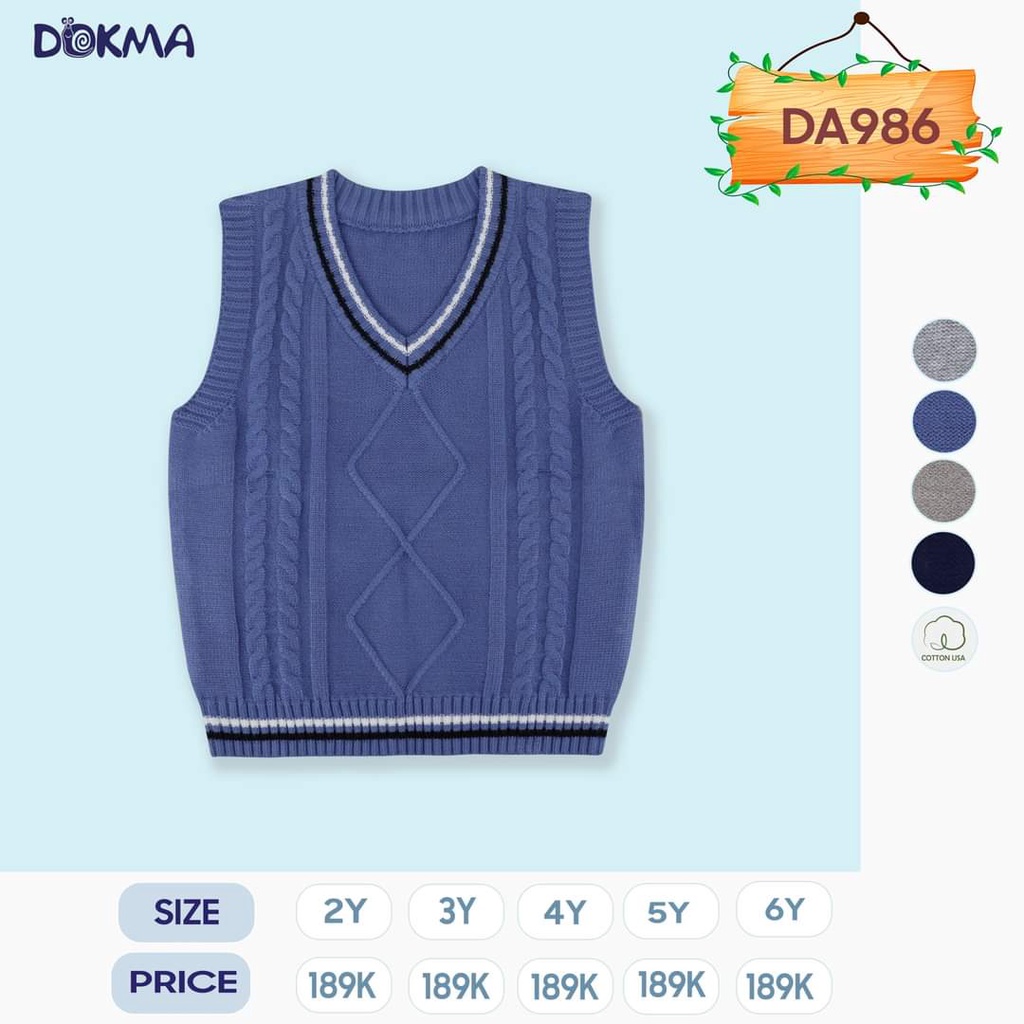 Áo gile len vặn thừng dày dặn Dokma cho bé trai DA968 , DA1642