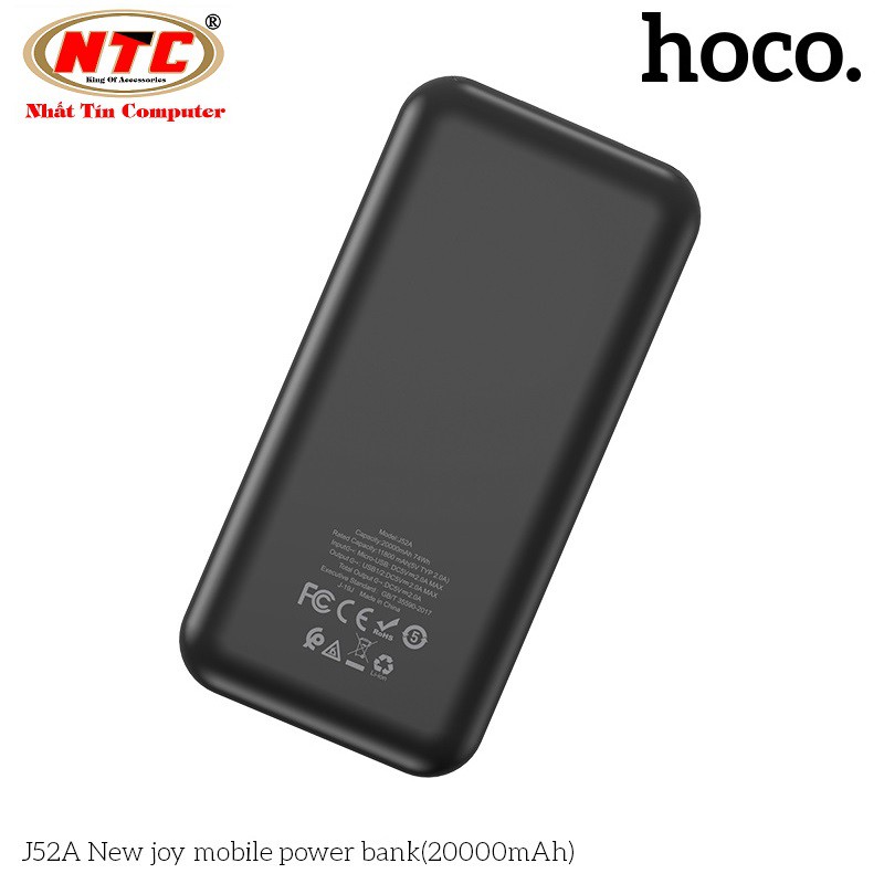 Pin sạc dự phòng Hoco J52A New joy 20000mAh lõi Li-Polymer 2 cổng sạc Output max 2A - Hàng Chính Hãng