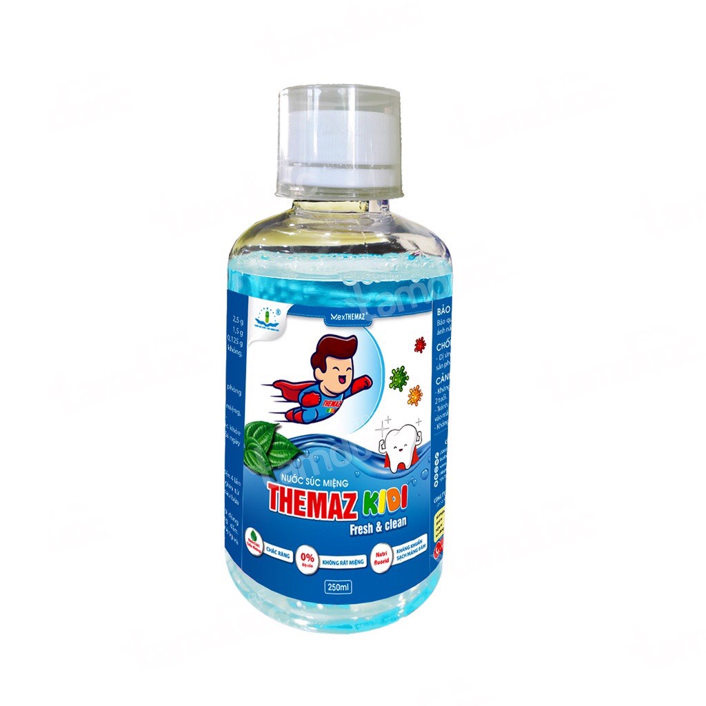 Nước Súc Miệng Cho Bé Themaz Kidi Fresh &amp; Clean Chắc Răng, Sạch Mảng Bám - 250ml