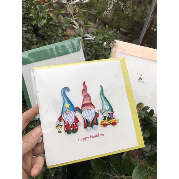Thiệp quilling, thiệp giáng sinh 3 ông già noel